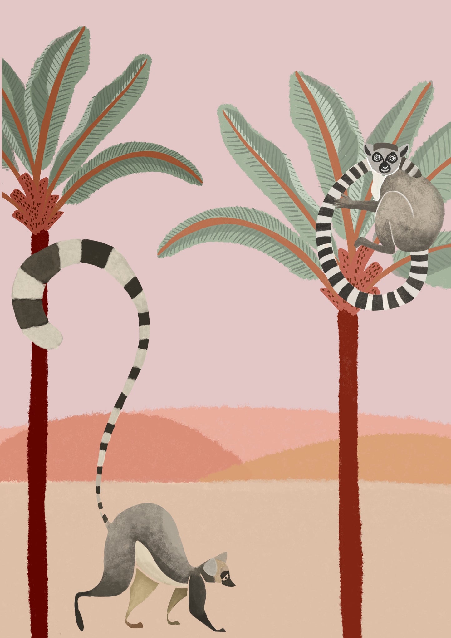 Illustration A4 "Les lémuriens"