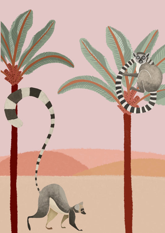 Illustration A4 "Les lémuriens"