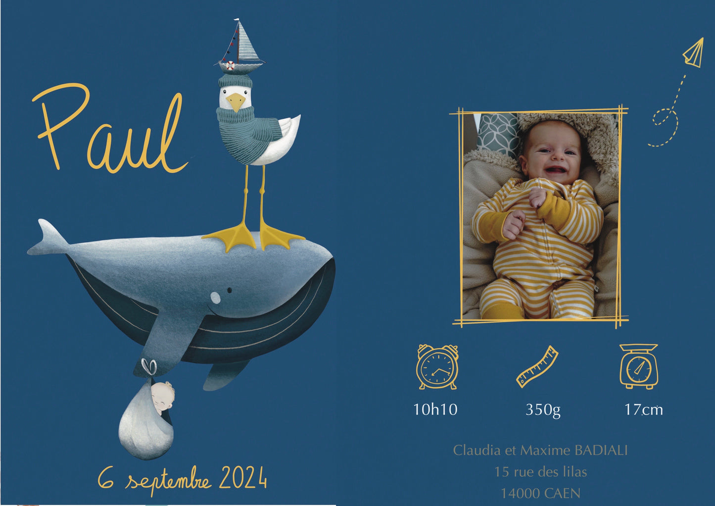 Faire-part de naissance "La baleine"