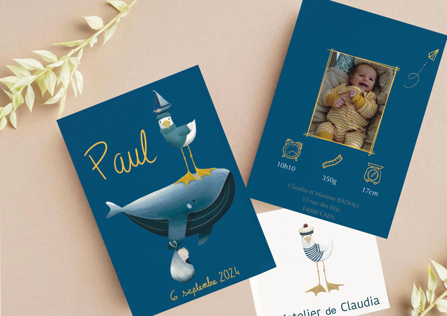 Faire-part de naissance "La baleine"