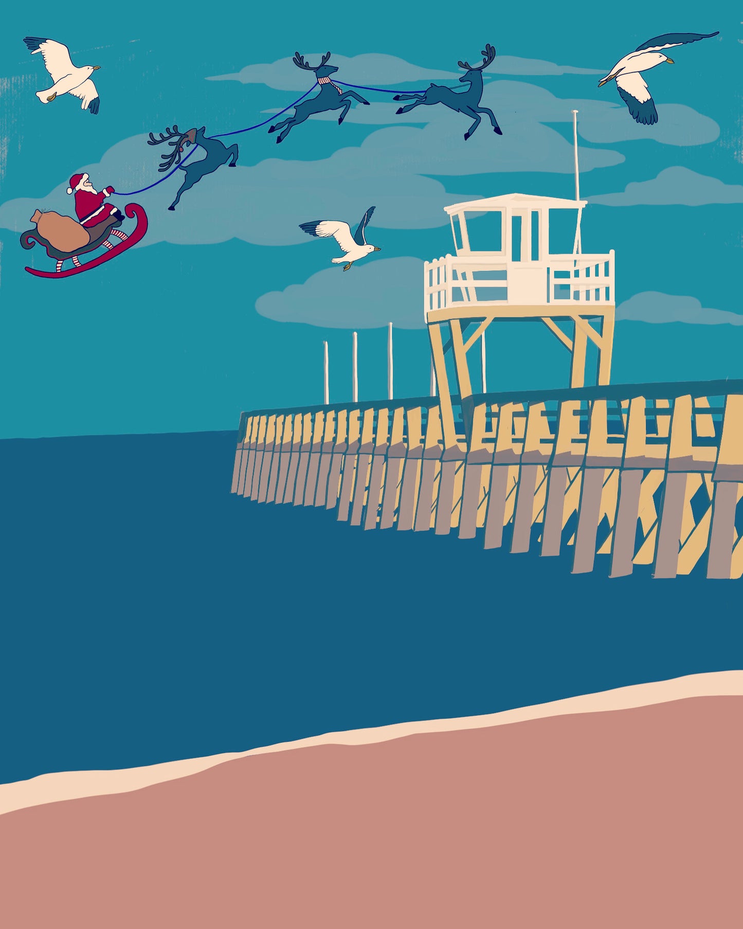 Illustration A4 "Noël à la mer"