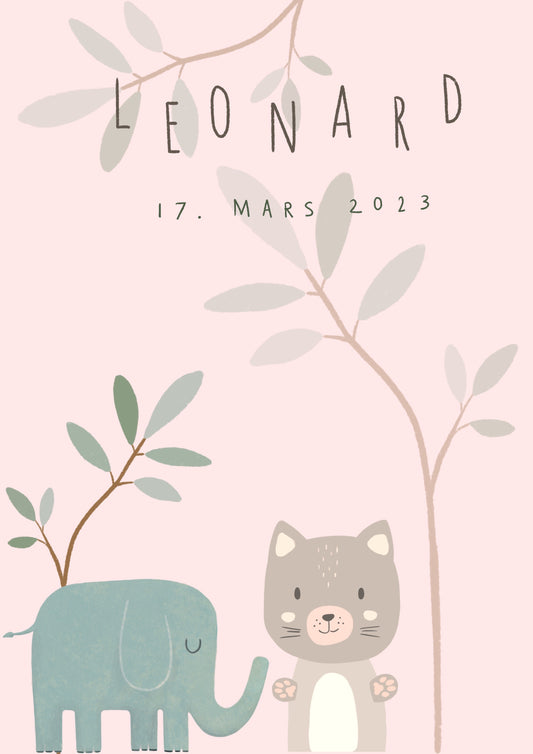 Illustration A4 "L'éléphant et le chat"