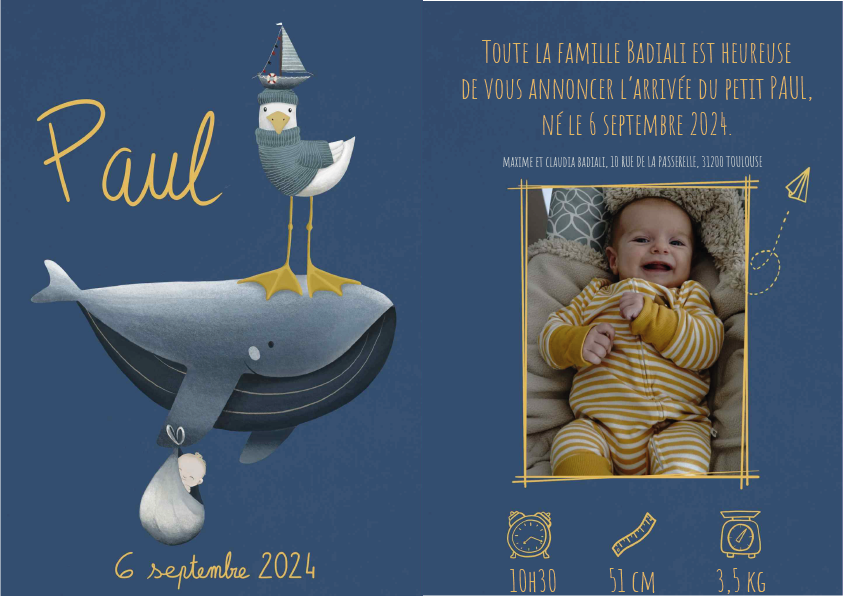 Faire-part de naissance "Paul"