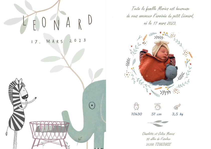 Faire-Part de naissance"Léonard"